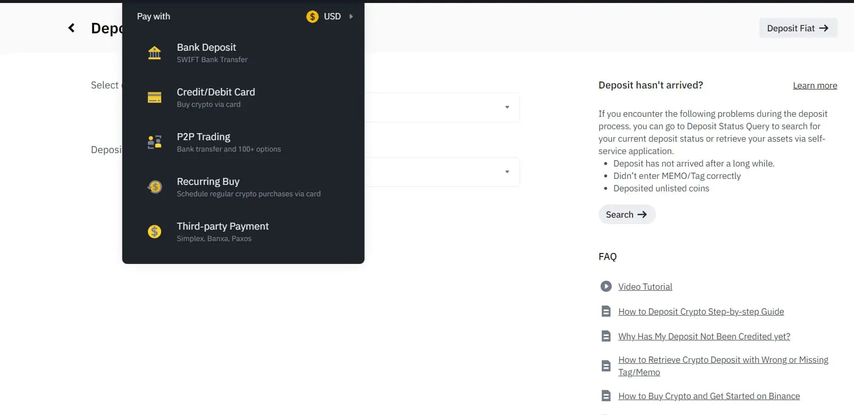 Binance'te Para Yatırma
